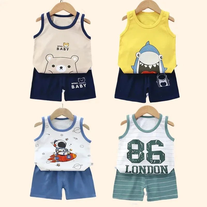 CHILDREN’S SETS CLOTHING™ ENSEMBLES D'ÉTÉ POUR ENFANTS - Cigogne et bébé