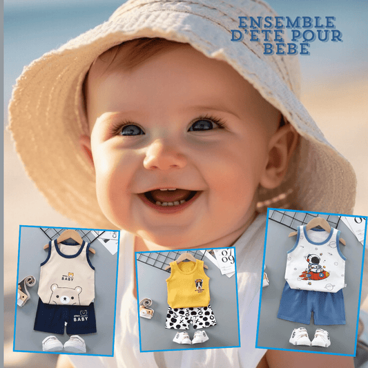 CHILDREN’S SETS CLOTHING™ ENSEMBLES D'ÉTÉ POUR ENFANTS - Cigogne et bébé