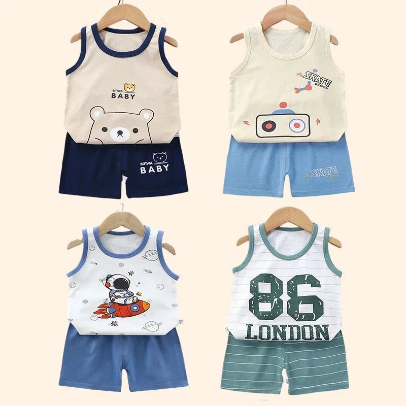 CHILDREN’S SETS CLOTHING™ ENSEMBLES D'ÉTÉ POUR ENFANTS - Cigogne et bébé