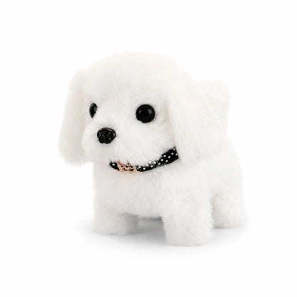 chiot peluche interactif blanc jouet électronique chien réaliste pour enfant marche et sons