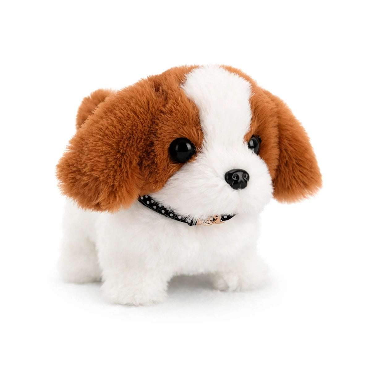 chiot peluche interactif marron et blanc jouet chien électronique réaliste pour enfant compagnon interactif