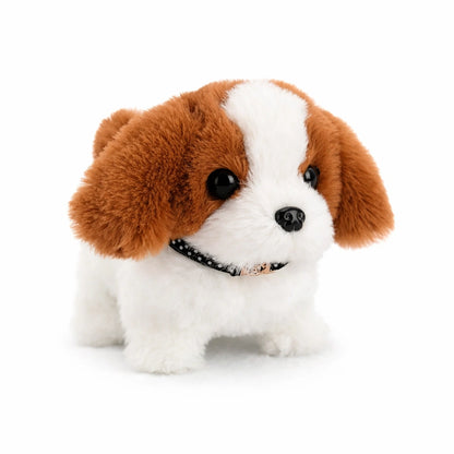 chiot peluche interactif marron et blanc jouet chien électronique réaliste pour enfant compagnon interactif