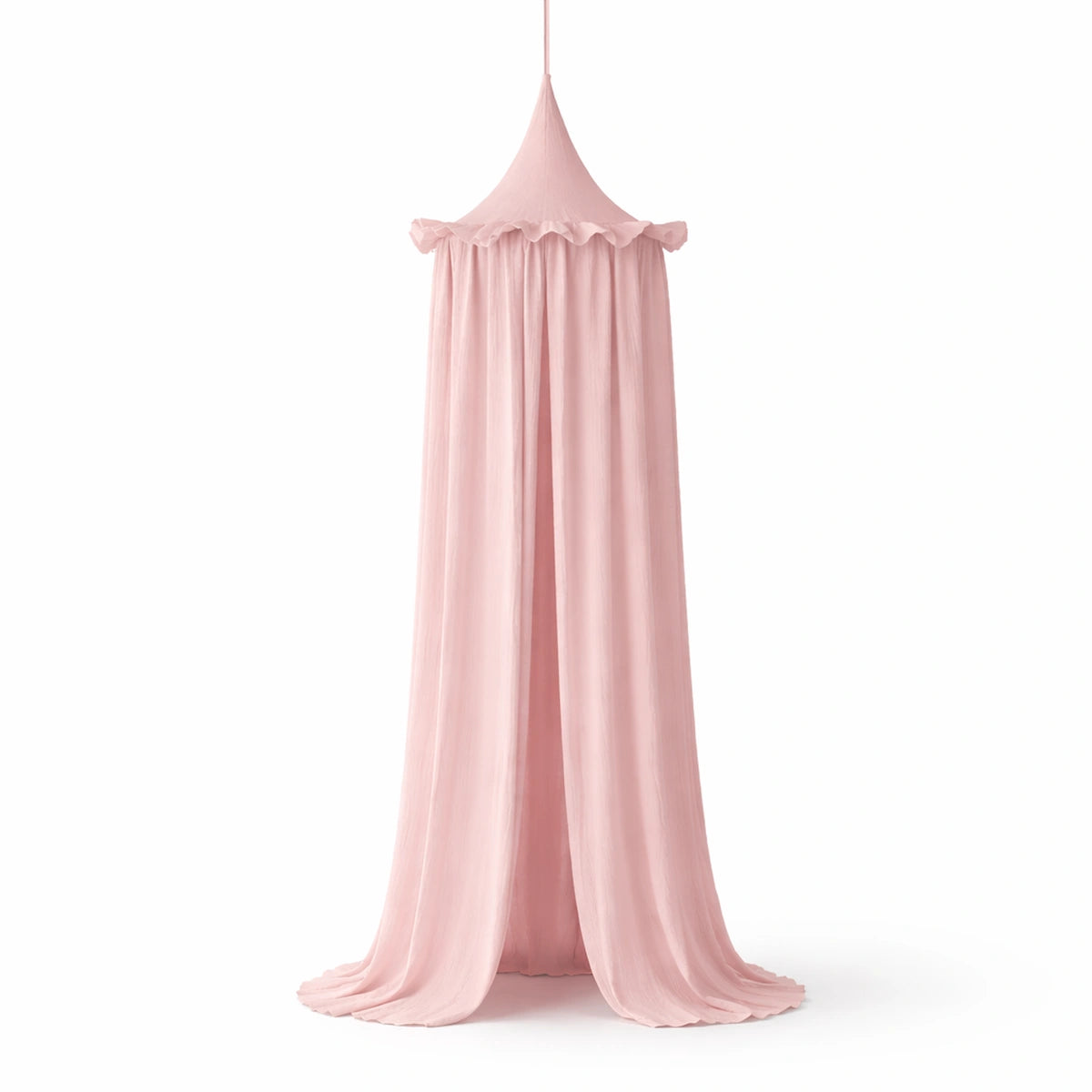 Ciel de lit bébé rose poudré forme dôme décoration chambre bébé style princesse atmosphère douce