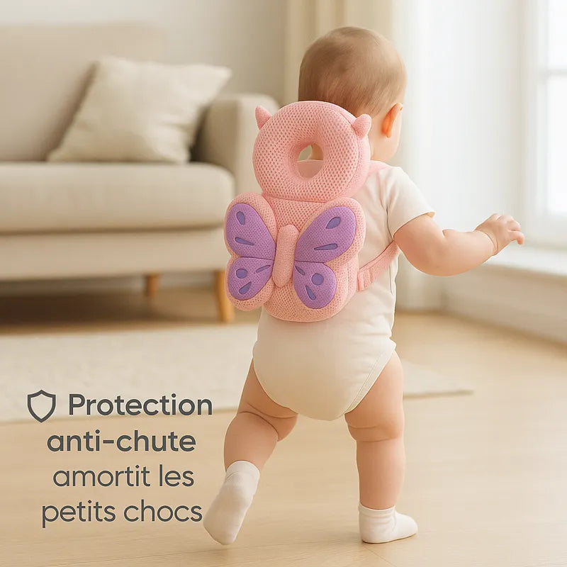 Bébé en marche avec coussin bébé anti-chute papillon rose et violet pour amortir les chutes