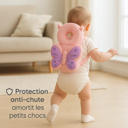 Bébé en marche avec coussin bébé anti-chute papillon rose et violet pour amortir les chutes