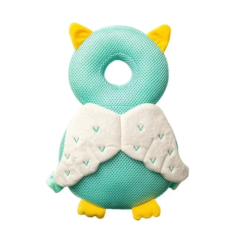 Coussin anti-chute bébé hibou vert menthe et jaune