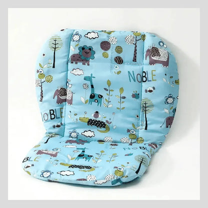 Coussin poussette bébé bleu décoré d’animaux colorés pour confort quotidien