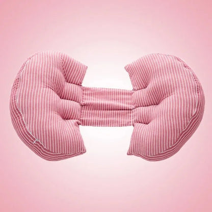 Coussin de grossesse rose ergonomique avec rayures confortables