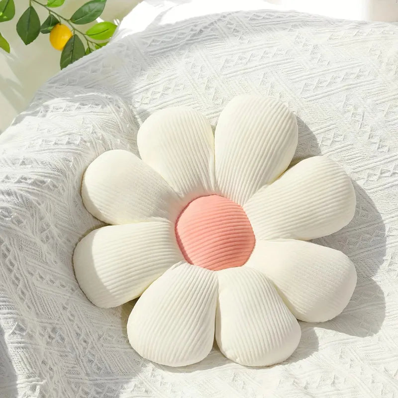 Coussin en forme de marguerite blanc