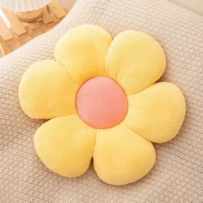 Coussin en forme de marguerite jaune