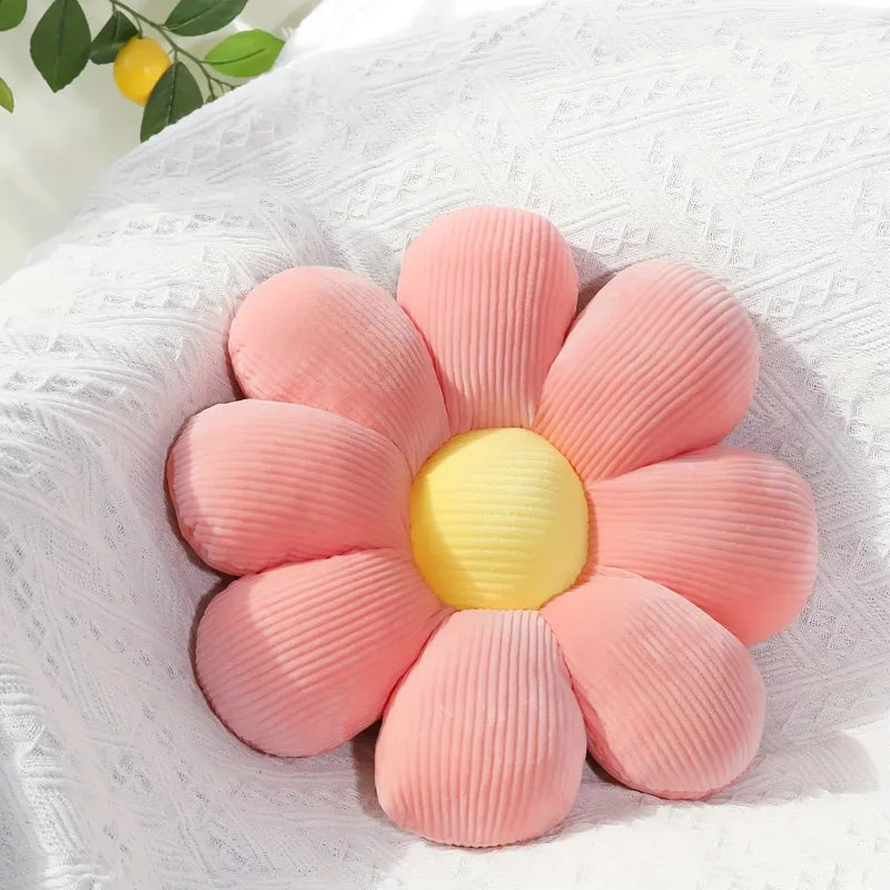 Coussin en forme de marguerite rose