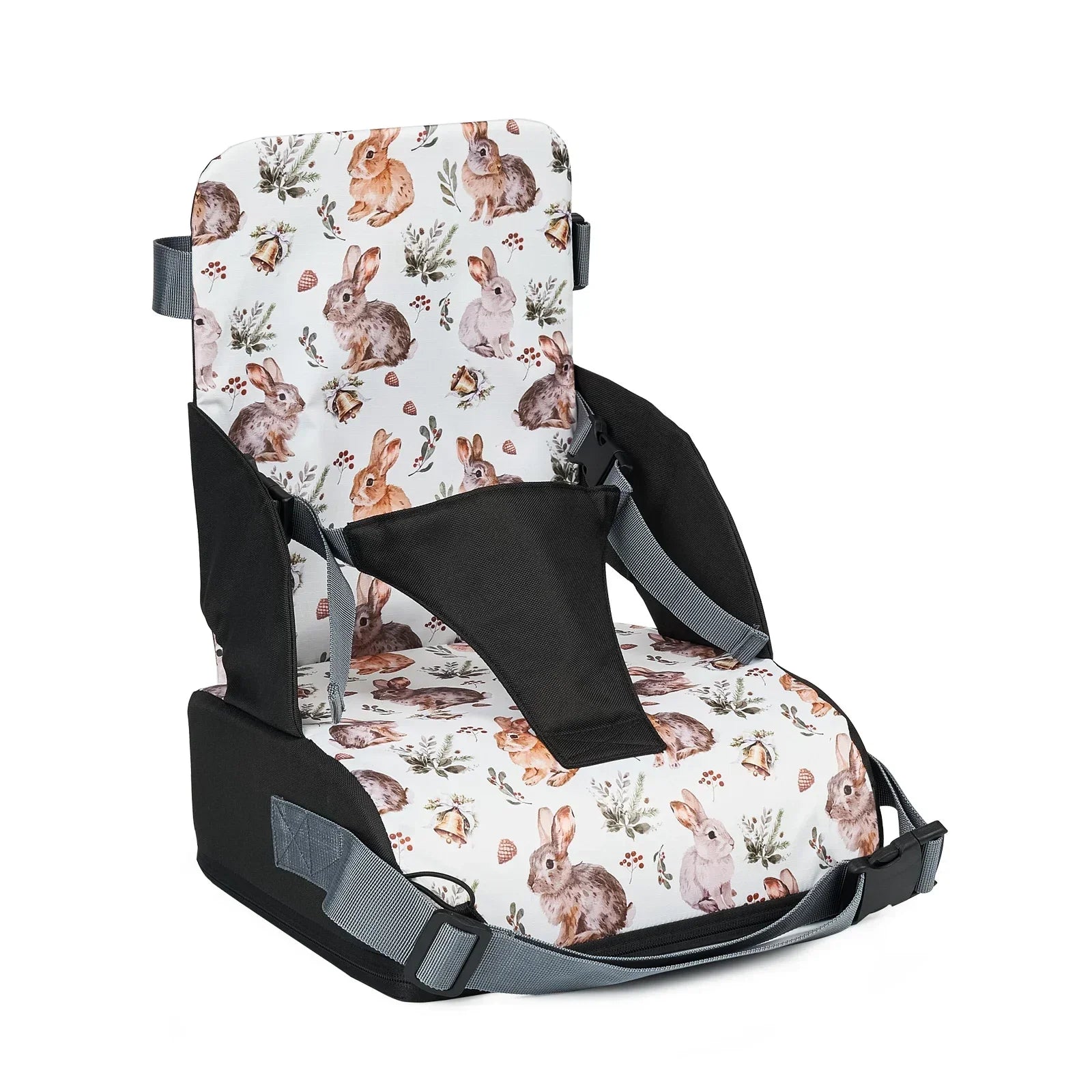 coussin rehausseur enfant portable motif lapins pour chaise bébé avec harnais sécurité
