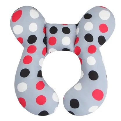 Coussin de voyage bébé motif pois rouge, noir et blanc