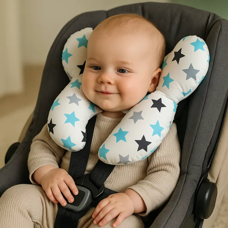 Bébé assis siège auto oreiller étoiles bleu confort