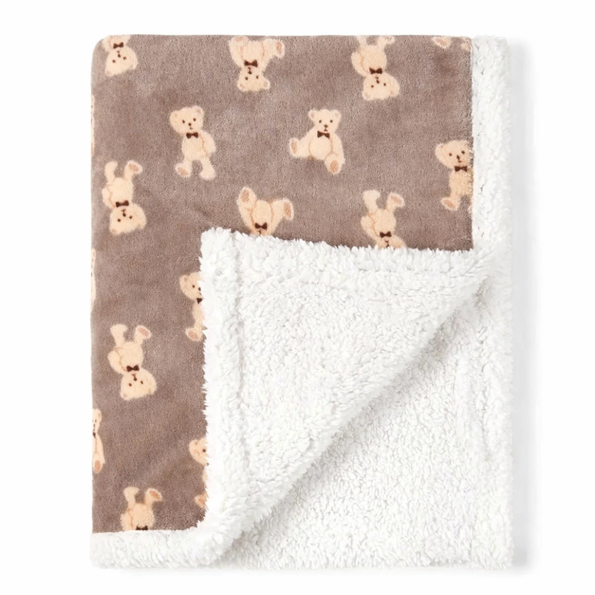 Couverture bébé motif ours avec intérieur polaire blanc, couverture chaude et confortable pour bébé