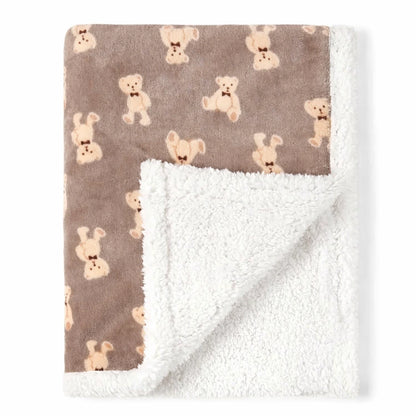 Couverture bébé motif ours avec intérieur polaire blanc, couverture chaude et confortable pour bébé