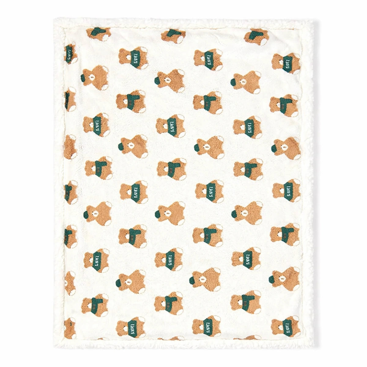 Couverture bébé motif ours crème avec doublure polaire douce, idéale pour le confort et la chaleur de bébé