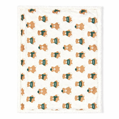 Couverture bébé motif ours crème avec doublure polaire douce, idéale pour le confort et la chaleur de bébé