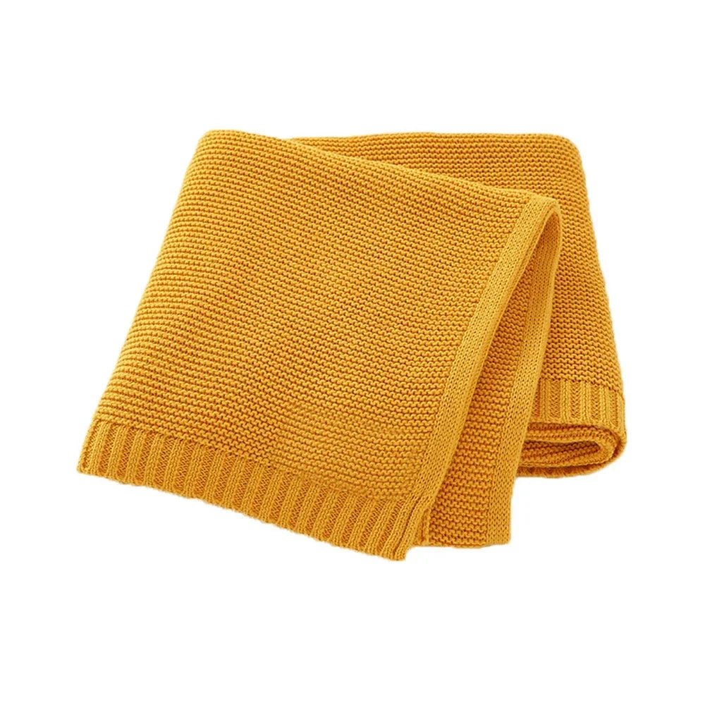 Couverture en tricot - Cigogne et bébé