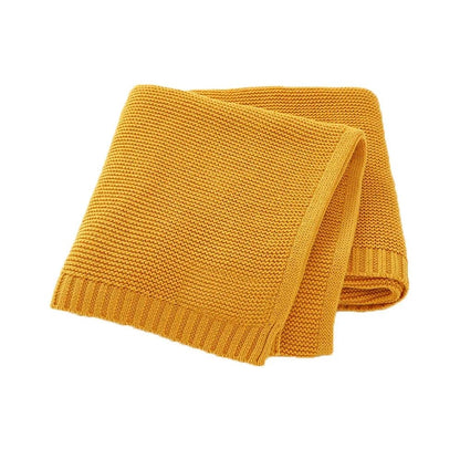 Couverture en tricot - Cigogne et bébé