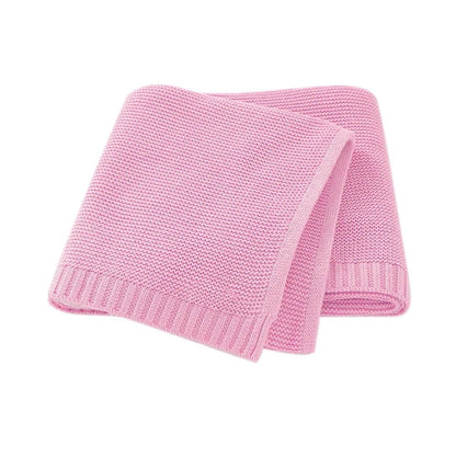 Couverture en tricot - Cigogne et bébé