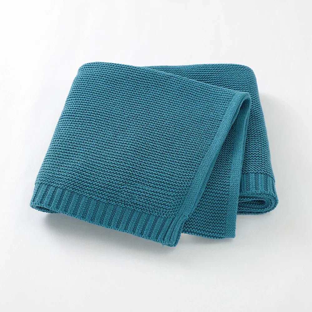 Couverture en tricot - Cigogne et bébé