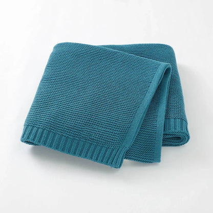 Couverture en tricot - Cigogne et bébé