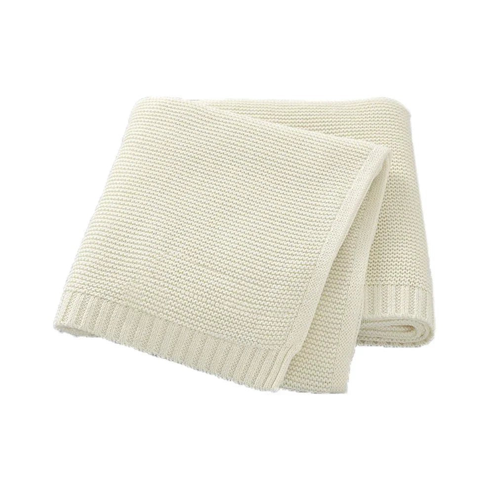 Couverture en tricot - Cigogne et bébé