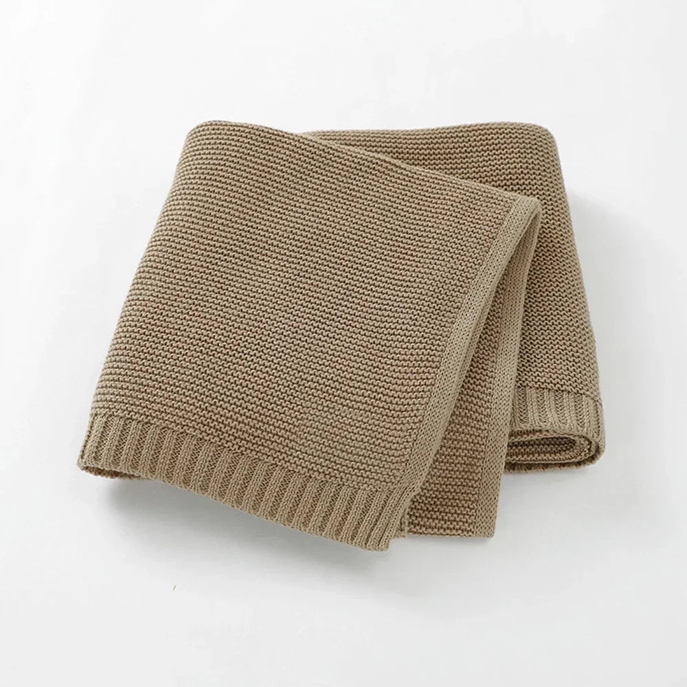 Couverture en tricot - Cigogne et bébé