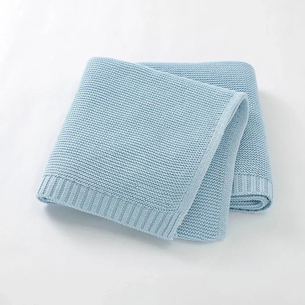Couverture en tricot - Cigogne et bébé