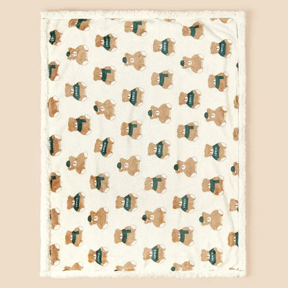 Couverture bébé polaire motif oursons marron inscription LOVE