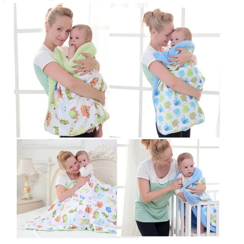 Couverture pour bébé - Cigogne et bébé