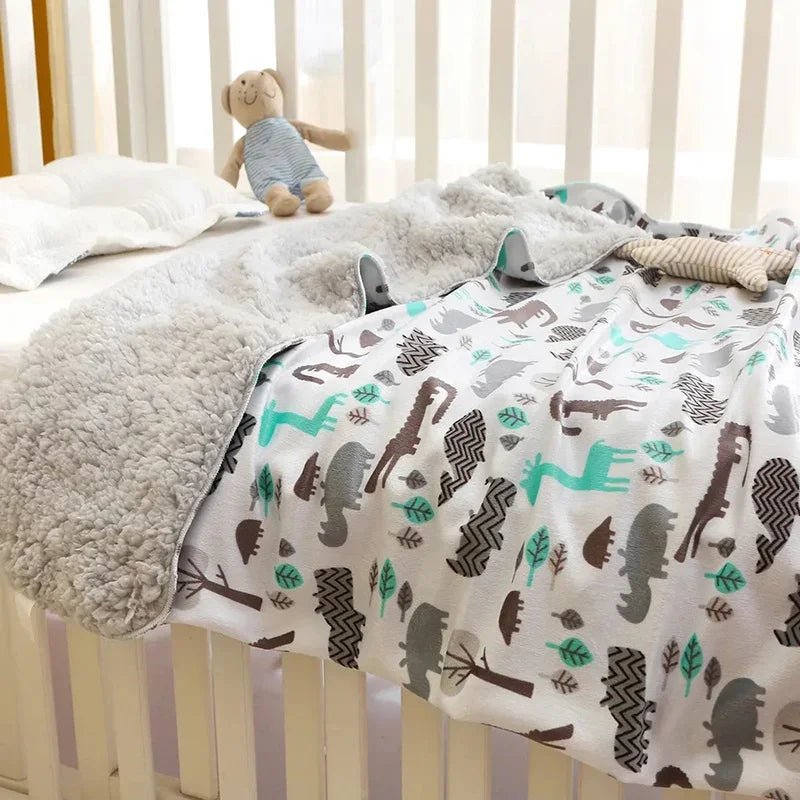 Couverture pour bébé - Cigogne et bébé