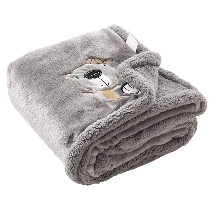 Couverture pour bébé en flanelle - Cigogne et bébé