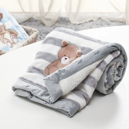 Couverture pour bébé en flanelle - Cigogne et bébé