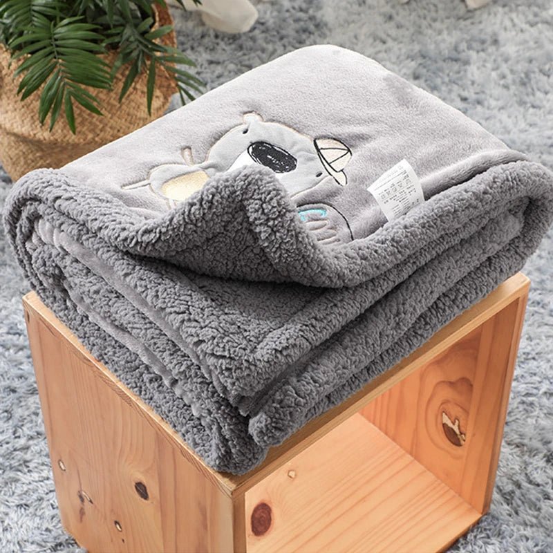 Couverture pour bébé en flanelle - Cigogne et bébé