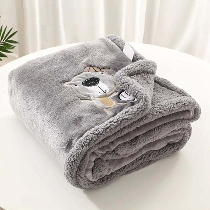 Couverture pour bébé en flanelle - Cigogne et bébé