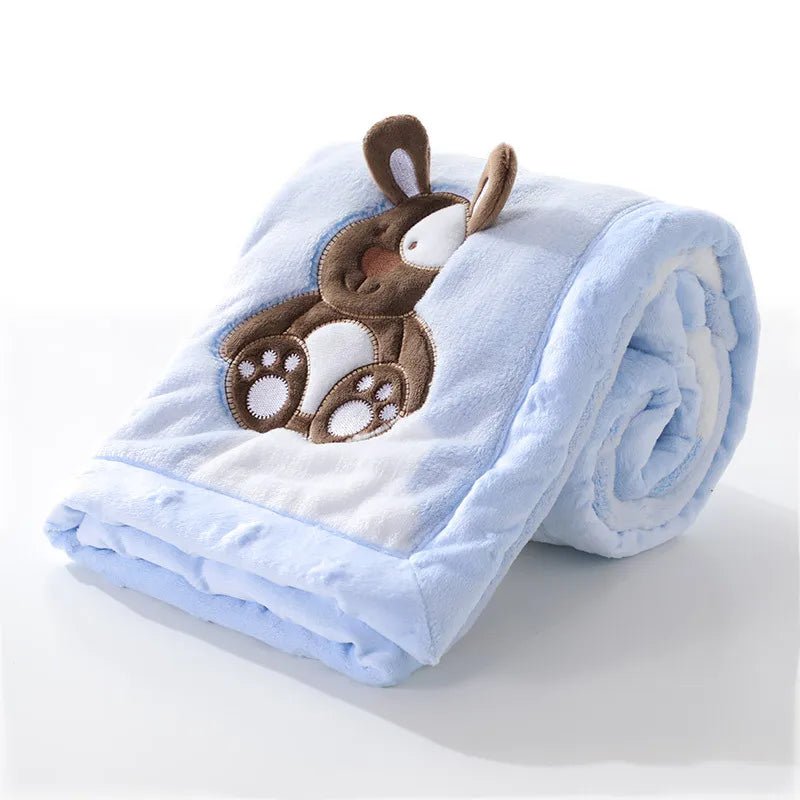 Couverture pour bébé en flanelle - Cigogne et bébé