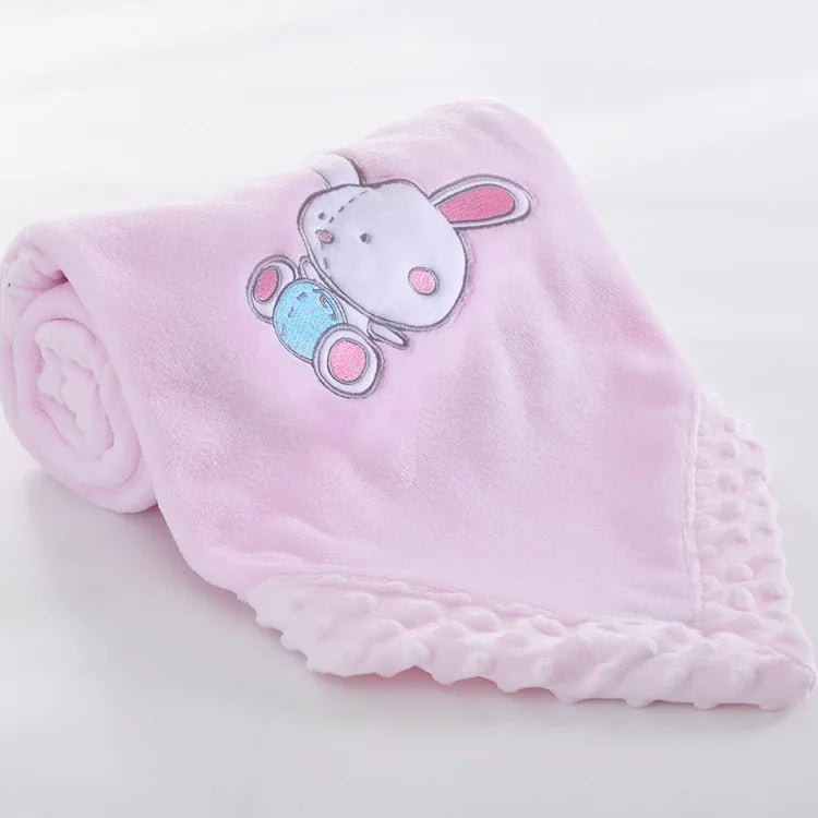 Couverture pour bébé en flanelle - Cigogne et bébé
