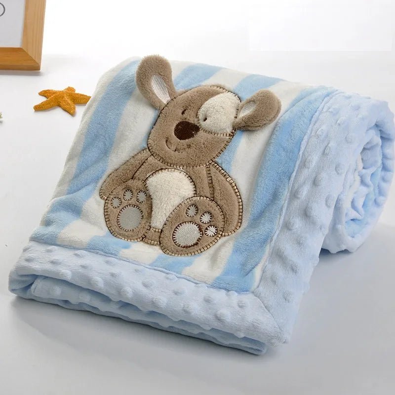 Couverture pour bébé en flanelle - Cigogne et bébé