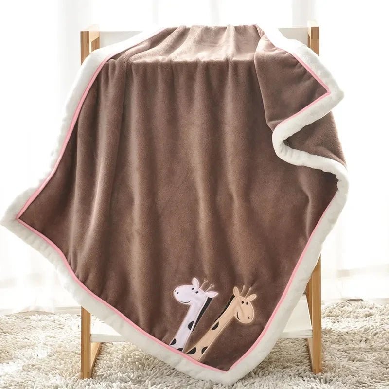 Couverture pour bébé en flanelle - Cigogne et bébé