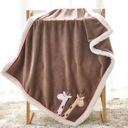 Couverture pour bébé en flanelle - Cigogne et bébé