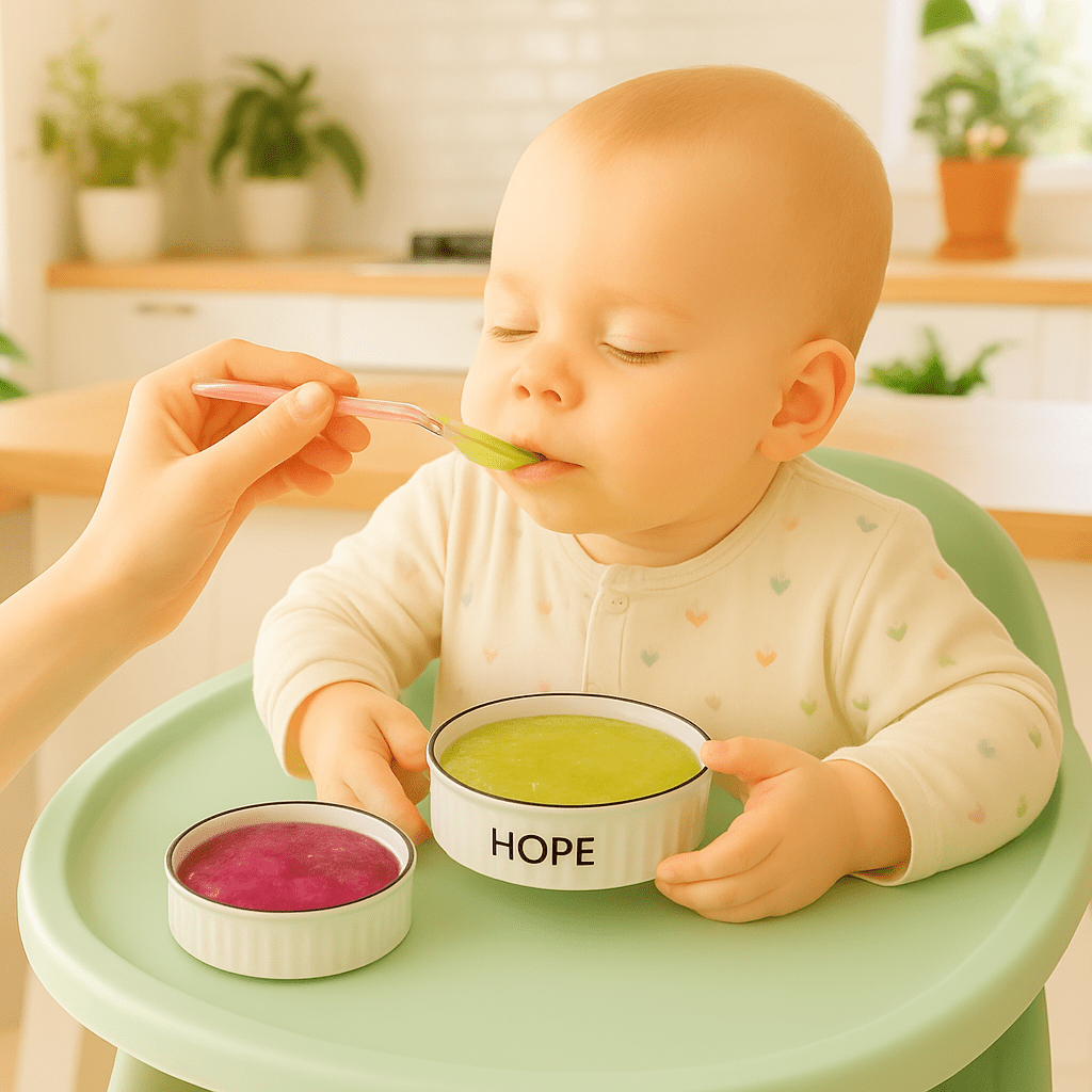 Cuillère à fruit évolutive pour bébé - Cigogne et bébé