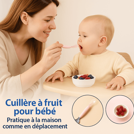Cuillère à fruit évolutive pour bébé - Cigogne et bébé