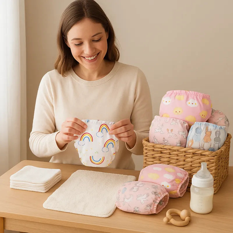 Maman pliant culotte d’apprentissage réutilisable motifs arc-en-ciel