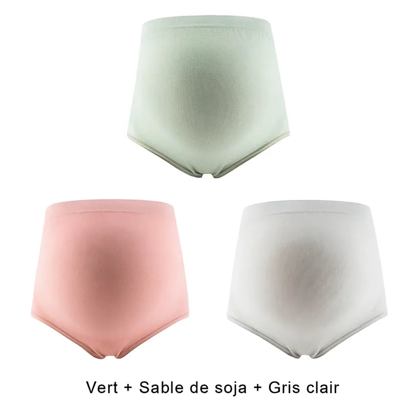 Lot culottes grossesse vert sable de soja gris clair