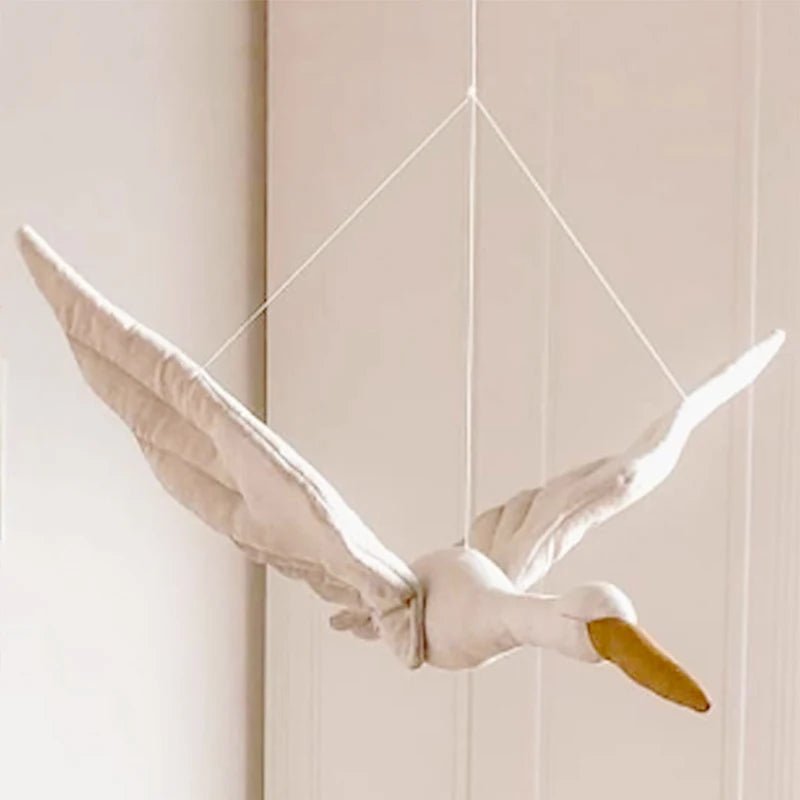Décoration murale en peluche - Cigogne et bébé