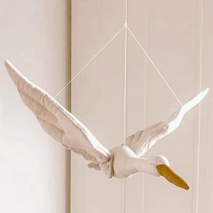 Décoration murale en peluche - Cigogne et bébé