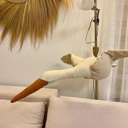 Décoration murale en peluche - Cigogne et bébé