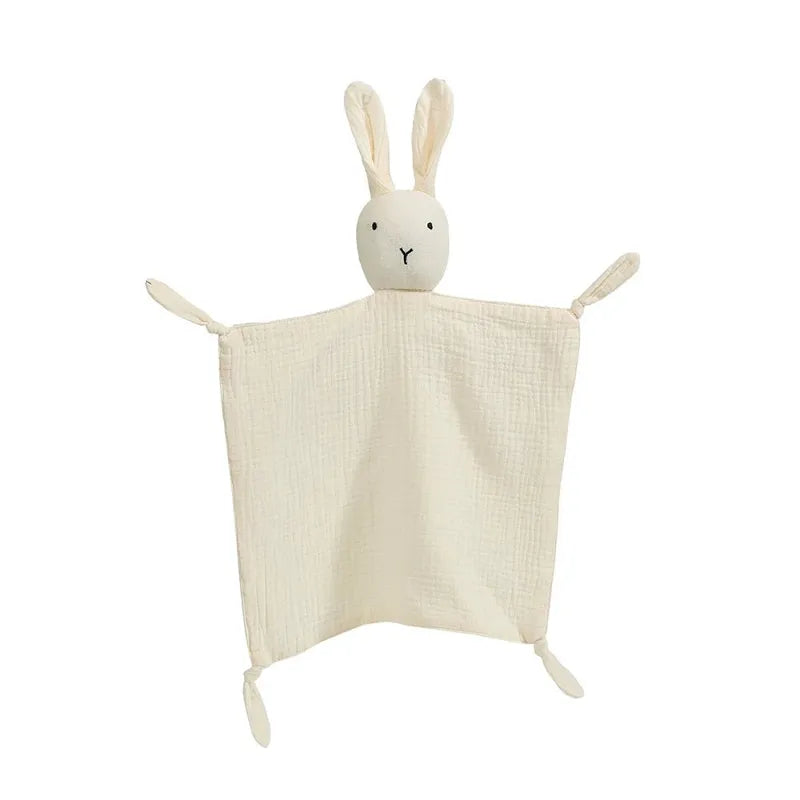 Doudou bébé lapin en coton blanc, peluche de réconfort pour nourrisson